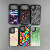 Coque de téléphone 3D personnalisée en relief, motif en relief, coque hybride PC TPU noire et argentée, vente en gros pour iPhone 17 Pro Max S26