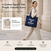 Sac fourre-tout en toile bleu foncé personnalisé avec logo, imprimé lettres, poignée longue, pour promotion de vacances, commande en gros usine OEM