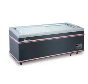 commercial horizontal supermarket refrigeration combined island freezer chiller refrigerator showcase display unit