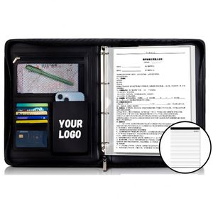 Promo Business Gifts Custom LOGO A4 Business Leather Professional Padfolio Organizer Zippered Resume Portfolio <b>Folder</b> Binder - Product Image 2