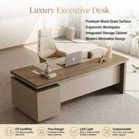 Bureau de direction moderne très vendu avec armoire de rangement latérale, table de bureau exécutive pour usage commercial, en bois