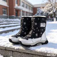 Bottes d'hiver imperméables, respirantes, coupe-vent et légères pour enfants, unisexes, mi-mollet, avec tige en tissu extensible et doublure en fourrure.