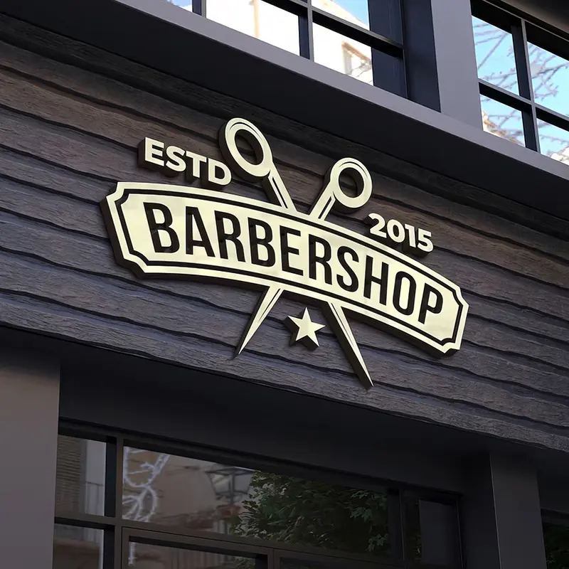 Papan nama toko huruf akrilik desain tanda led kustom untuk tanda bisnis toko tanda barbershop