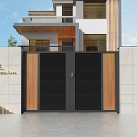 Portail en alliage d'aluminium et acier inoxydable pour villa/cour, maison auto-construite, battant simple/double, en bois massif, fer forgé, personnalisé, moderne
