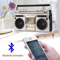 Boombox portable rétro style années 80 avec lecteur de cassette et enregistreur, radio AM/FM, prise en charge de l'entrée SD/USB, haut-parleur intégré