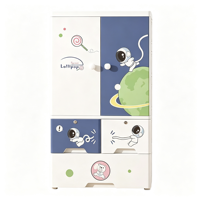 Armoire de rangement en plastique pour enfants de 65 cm avec zone de suspension et tiroirs, placard en plastique PP pour chambre d'enfant