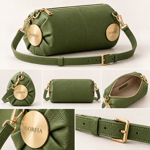 Sac à bandoulière cylindrique en cuir PU vert pour femme, design personnalisé, petit sac à main zippé, OEM ODM, marque privée - Product Image 3
