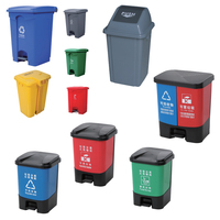 Poubelle extérieure verticale en plastique écologique de 120 L avec pédale, bac de rangement pour déchets