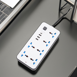 Tuya Smart 6 Gang <strong>Plug</strong> <strong>Adapter</strong> <strong>UK</strong> to Mid East Countries Electric Power Lead Strip US EU AU Standard USB Sockets Table Extension - Product Image 1