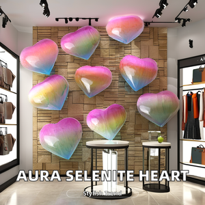 Cristal de guérison naturel de coeur de sélénite d'aura poli en gros pour la méditation et les cadeaux colorés et uniques - Product Image 5