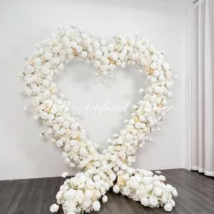 35 years factory white heart-shaped <b>arch</b> white artificial <b>rose</b> hotel layout wedding decoration - Product Image 6