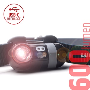 ไฟฉายคาดศีรษะ LED พกพา 600lm IPX4 สว่างพิเศษ ชาร์จผ่านพอร์ต Type-C USB-C สำหรับตั้งแคมป์และเดินป่า - Product Image 2