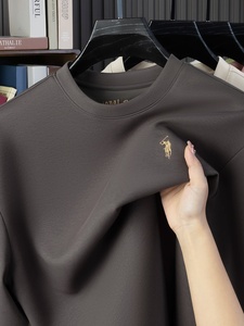 Vente en gros Pull à manches longues haut de gamme pour hommes, jeunes et d'âge moyen, col rond, chemise de base de sport décontractée, techniques brodées - Product Image 2