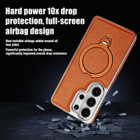 Étui de téléphone magnétique C0252 en cuir texturé, style professionnel, avec support et design airbag pour Samsung Galaxy S24 Ultra S25 Plus S26