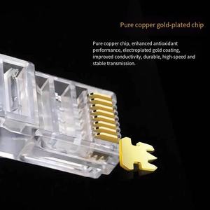 데닉시 RJ45 8P8C 일체형 비차폐 네트워크 크리스탈 헤드, 8p8c 금도금 비차폐 네트워크 광대역 커넥터 헤드 - Product Image 5