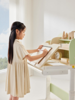 Bureau ergonomique pliable en bois pour enfants, réglable en hauteur, avec multiples rangements, table d'écriture facile à nettoyer, fourniture en gros