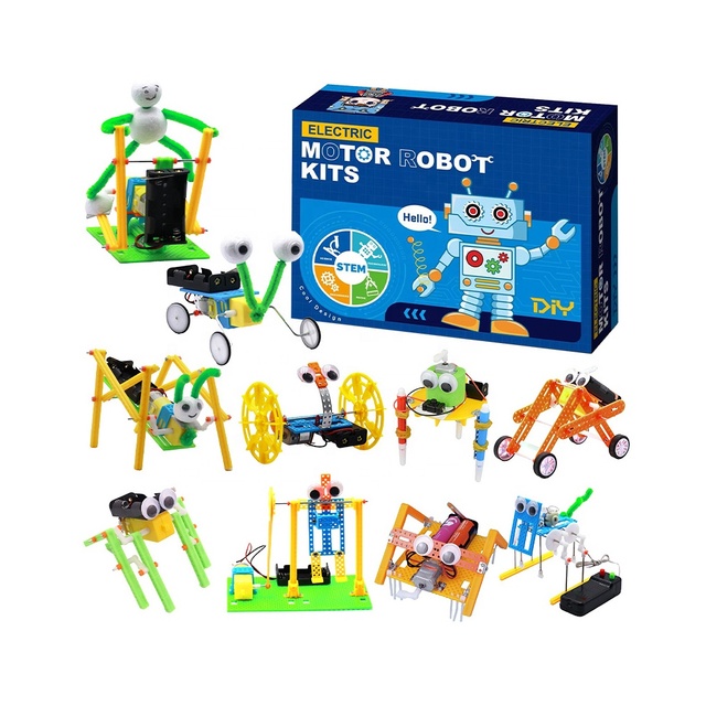 10 in 1 STEM Robotics Building Kits Kids Science Experiment DIY Assembly Motor Robot Engineering Projects Build Educational Toy