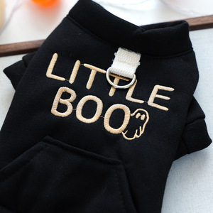 Ropa para Mascotas PETCIRCLE para Primavera y Otoño, Sudadera de Tela Negra con Bordado de Letras en el Bolsillo para Perros Pequeños y Cachorros, Disfraz de Halloween - Product Image 4