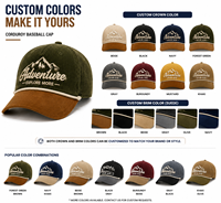 Gorra de béisbol de pana personalizada, estilo vintage con cuerda, logotipo bordado, ajustable, para exteriores, informal, proveedor OEM