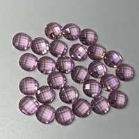 Pierres précieuses en vrac en zircon cubique, coupe ronde à damier, dos plat, 7 mm, vert grenat, rose, jaune, orange, blanc, améthyste