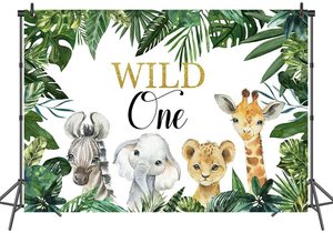 Sfondo per Foto '<span class=keywords><strong>Wild</strong></span> <span class=keywords><strong>One</strong></span>' con Animali della Giungla per Primo Compleanno, Banner in Vinile 7x5ft Dorato per Feste di Compleanno '<span class=keywords><strong>Wild</strong></span> <span class=keywords><strong>One</strong></span>' - Product Image 3