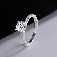 Bague de fiançailles SPJ de luxe en argent sterling 925 avec moissanite ronde de 1 carat, couleur D, qualité VVS1, bague de promesse de mariage pour femme