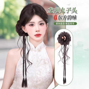 Perruque chignon barbe de dragon en fibre haute température, <span class=keywords><strong>queue</strong></span> de <span class=keywords><strong>cheval</strong></span> tressée à la main pour femme, <span class=keywords><strong>coiffure</strong></span> de style chinois - Product Image 3