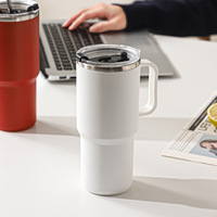 Mug isotherme en acier inoxydable 304 avec poignée, grande capacité, compatible voiture, thermos de voyage, cadeau