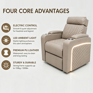 Canapé électrique de luxe sur mesure avec éclairage LED, <span class=keywords><strong>angle</strong></span> réglable électriquement, porte-gobelet, esthétique en PU, idéal pour les spas - Product Image 2