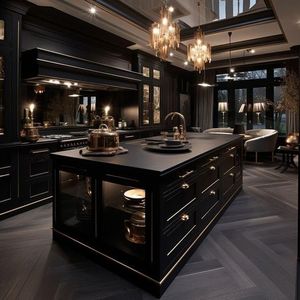 Alland Professional: Set di Mobili da Cucina Modulari Moderni in Legno Massello Nero Opaco, Design Elegante ed Ecologico - Product Image 4