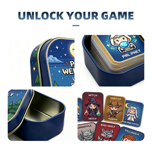 Boîte en métal imprimée en couleur, certifiée FSC UKCA, avec logo personnalisé, en carton, pour réunions d'entreprise, cartes de <span class=keywords><strong>jeu</strong></span> pour soirées sur le thème des loups-garous - Product Image 3