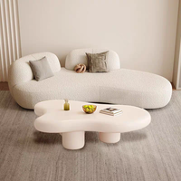 Canapé Courbé Blanc Style Nordique Wabi Sabi, Mobilier de Luxe pour Salon, Extensible, Capitonnage et Fonction Inclinable, Idéal Appartement, Hôtel, Villa