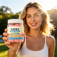 Gomitas con Centro Relleno de Vitamina D3 K2 de Marca Privada, Sin Azúcar, Suplemento de Vitamina D3 K2, Favorece la Salud de Huesos y Músculos, Sin Gluten, Vegano