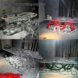 Transparent Platinum Crystal Flying Modern Design Acrylic Tea <b>Table</b> Iceland Model Room Hotel Villa Glacier Water Ripple Art - Product Image 2