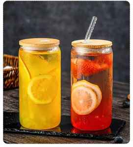 Mason <b>Cup</b> Travel Mug Glass Straw Lid Set High Temperature Resistant Leak-Proof Dishwasher Safe Easy Pull Portable <b>Reusable</b> - Product Image 2