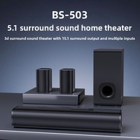 Système audio mural transfrontalier Echo 5.1 Surround avec caisson de basses puissant et 6 haut-parleurs en métal pour cinéma maison et salon