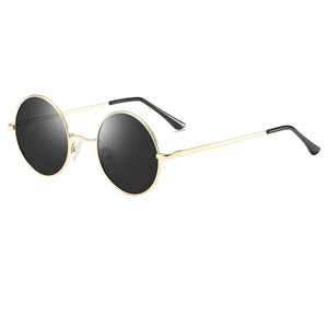 Occhiali da Sole Polarizzati a Specchio Rotondi in Metallo Stile Retrò Lennon 2026 di Tendenza per Uomo e Donna, con Cerniera a Molla di Alta Qualità, Lenti Nere, Logo Personalizzabile - Product Image 3