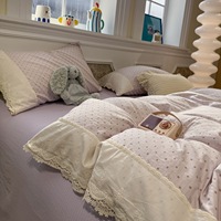 Ensemble de literie 3 pièces en polyester 100TC avec housse de couette, drap plat et drap-housse en patchwork Seersucker