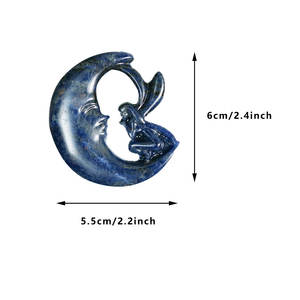 Scultura in Cristallo di Quarzo Lucidato, Pietre Naturali per Guarigione Spirituale, Intaglio di Luna Fata in Ossidiana Argento - Product Image 2