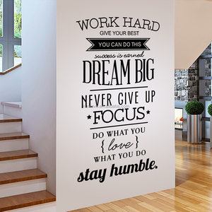 Nero minimalista inglese Slogan proverbi adesivi murali camera da letto soggiorno sfondo decorazione carta da parati autoadesiva - Product Image 1