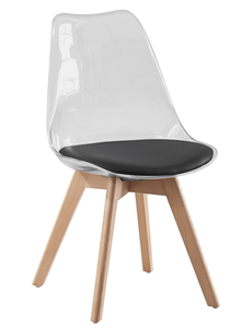 Restaurant Furniture Crystal Clear Transparent Acrylic Kitchen <b>Wooden</b> Leg Tulip Plastic Dining Room <b>Chairs</b> - Product Image 4