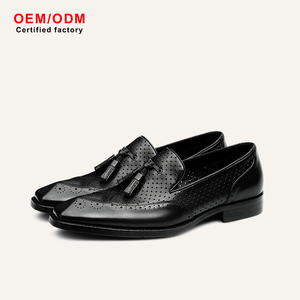 Chaussures d'affaires en cuir de vachette pour hommes, personnalisées OEM, à pampilles, style Oxford, mocassins, bateau, souples, décontractées, brogues, habillées, à enfiler - Product Image 2