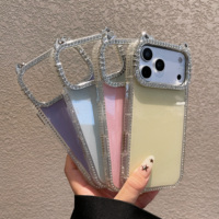 Coque de téléphone Bling Diamant Oreilles de Chat pour iPhone, Protection intégrale Scintillante, Oreilles de Chat Multicolores Mignonnes avec Grande Fenêtre