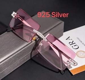 Nouvelles Lunettes de Soleil Tendance en Argent 925 avec Verres Roses et Branches en Moissanite, Personnalisables pour Hommes et Femmes - Product Image 2