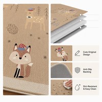 Tapis d'entrée style nordique le plus vendu, motif renard thème forêt, grand tapis lavable antidérapant pour la maison, cadeau pour nouvelle maison