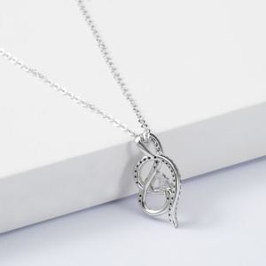 925 <span class=keywords><strong>de</strong></span> plata esterlina madre <span class=keywords><strong>hijo</strong></span> hija para siempre amor corazón colgante collar - Product Image 3