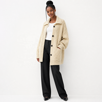 Cardigan côtelé Heather à col montant et boutons, coupe oversize à épaules tombantes, style coréen, épais, automne-hiver, pour femme, vente en gros