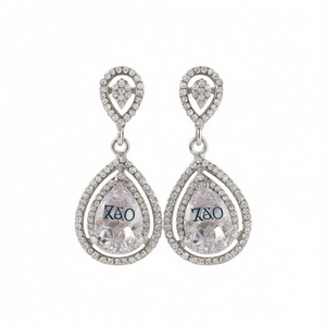 Orecchini a goccia Zao in cristallo con montatura a castone in argento 925 placcato oro bianco, classici da donna a forma di goccia d'acqua per matrimonio - Product Image 1