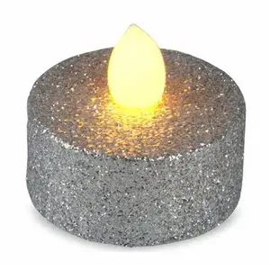 Kanlong-set de 6 velas parpadeantes sin llama, luz de plástico brillante, pequeño, dorado, polvo, LED, Decoración