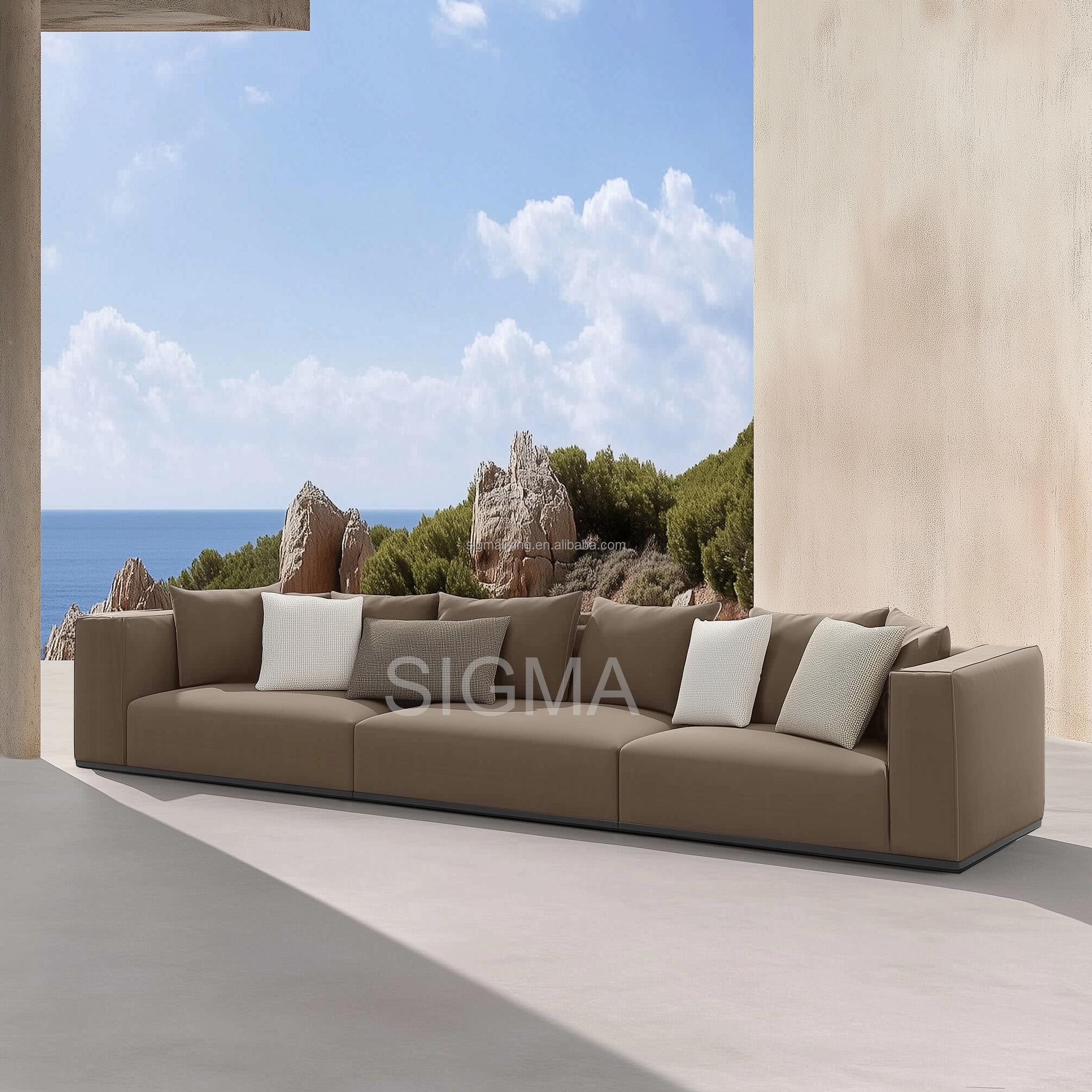 Luxury Patio Furniture Outdoor Fabric Sofa Hotel Villa Leisure Single Garden Metal Frame Sofa